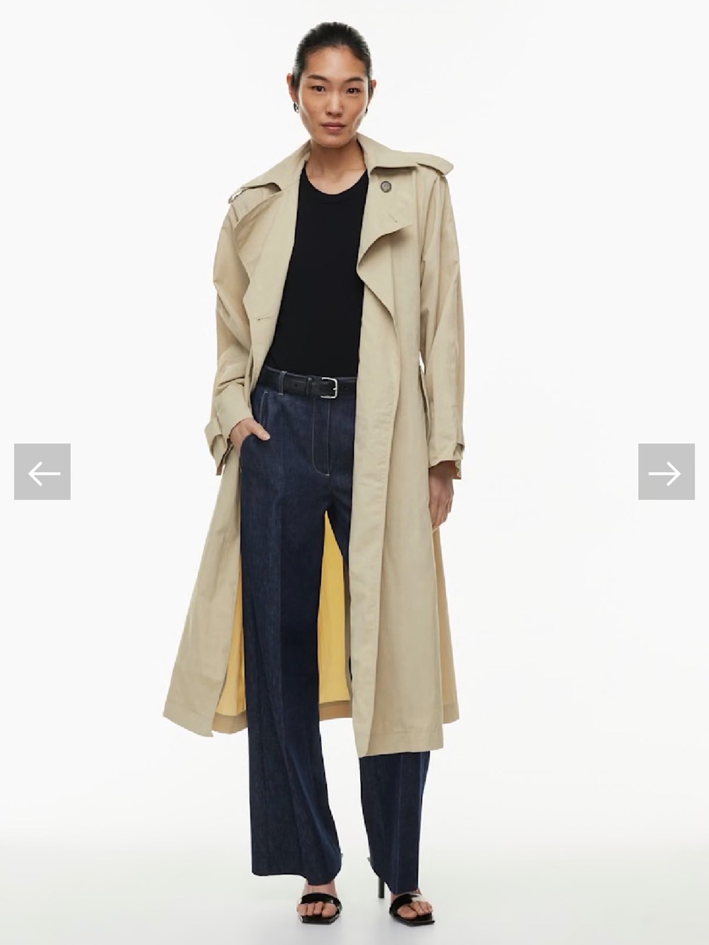 Aritzia Long Beige Trench Coat, Water-Repellent